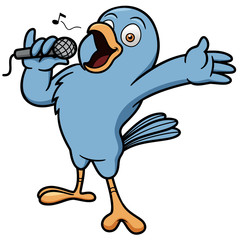 Vector illustration of Cartoon Bird Singing