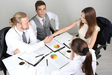 Group of business people having meeting together