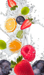 Fresh fruit in water splash