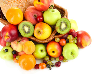 Assortment of juicy fruits, isolated on white