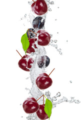 Panele Szklane  Świeże owoce w plusk wody