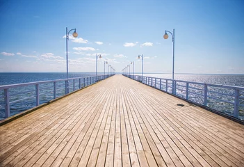 Zelfklevend Fotobehang Summer time at the wooden pier © marpan