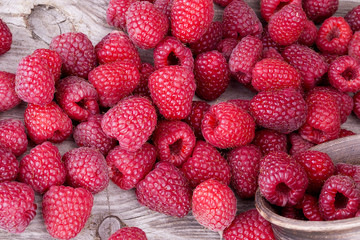 Sweet raspberry on wooden table