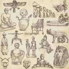 Native and old art around the world - drawings on old paper