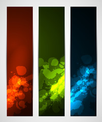 abstract dark vertical banners with splatters