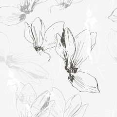 Monochrome floral seamless  pattern.