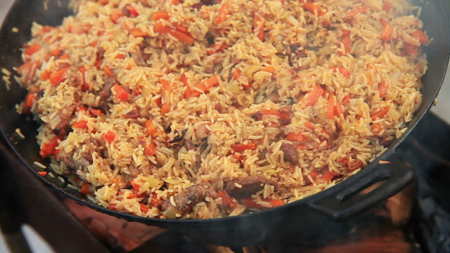 Pilaf (Plov) - Afghan, Uzbek, Tajik national cuisine main dish