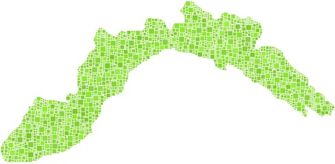 Map of Liguria - Italy - in a mosaic of green squares