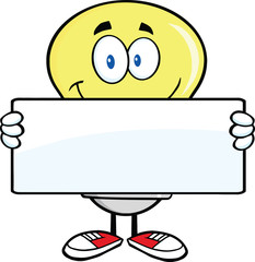 Light Bulb Cartoon Mascot Character Holding A Banner