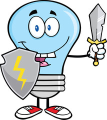 Blue Light Bulb Guarder With Shield And Sword