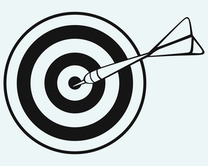 Target and arrows isolated on blue background