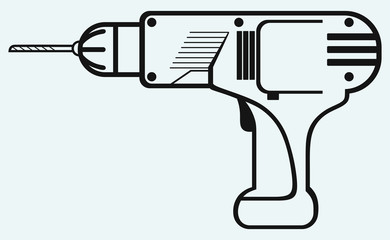 Cordless drill isolated on blue background