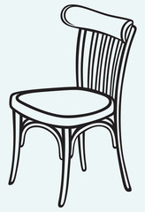 Wooden chair isolated on blue background