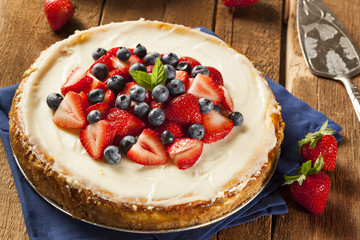 Homemade Strawberry and Blueberry Cheesecake