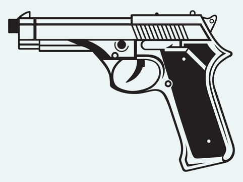Gun icon isolated on blue background