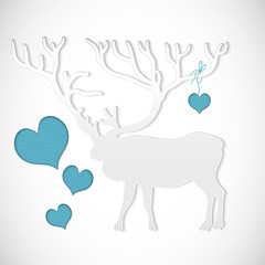 Vector paper cut greeting card with deer