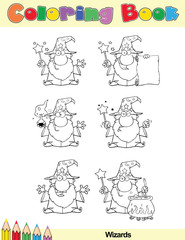 Coloring Book Page Wizard Cartoon Character