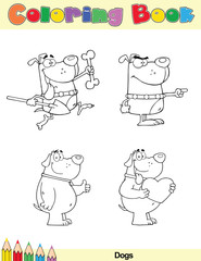 Coloring Book Page Dogs Cartoon Character 1