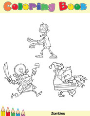 Coloring Book Page Zombie Cartoon Character