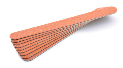 Stack of flexible emery board used in manicures and pedicures