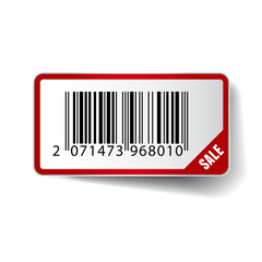 Barcode sticker with SALE tag. Vector