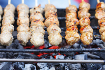 Meatballs made ​​from pork. Are grilled on the stove