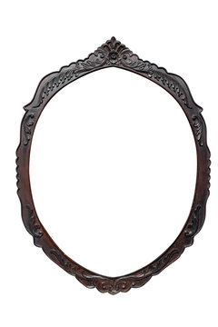 recommend clip art: blank vintage wood oval shaped frame on white background with cl
