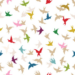 Fototapeta na wymiar Spring birds seamless pattern