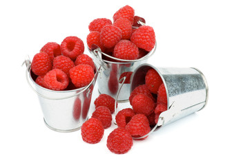 Buckets with Raspberries