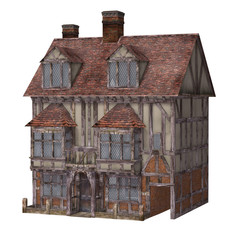 Medieval town house, isolated on the white background