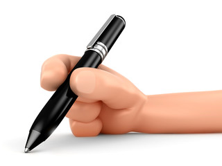 3d render of a hand holding a pen