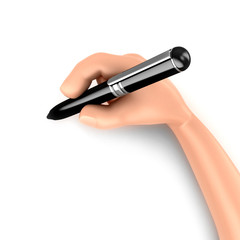 Naklejka premium 3d render of a hand holding a pen