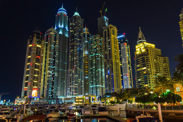 Naklejka premium Nightlife in Dubai Marina. UAE. November 16, 2012