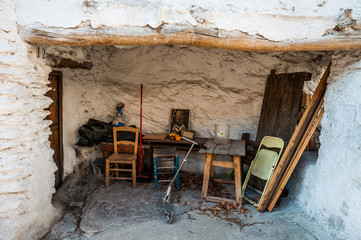 Still-life of typical andalusian mountain house backyard.