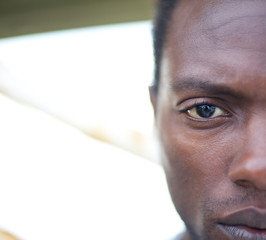 Half face portrait of an african american man