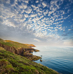 rocky coastline and sea in England
