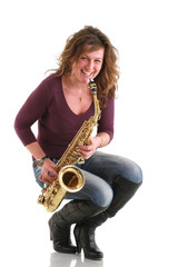 Naklejka premium girl with sax