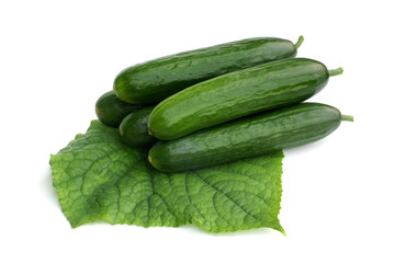 Cucumbers with leaf