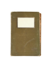 Old, used book with blank label isolated over white