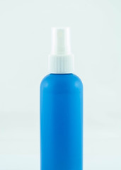 Blue spray medicine antiseptic drugs plastic Bottle on white