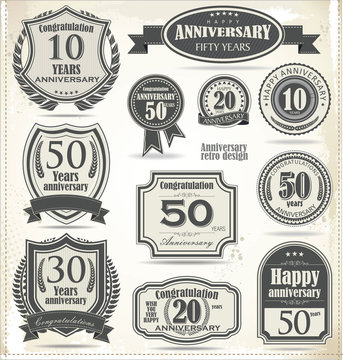 Anniversary sign collection, retro design