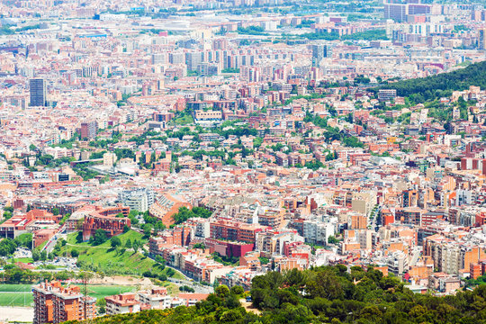 Barcelona city from mount in  day
