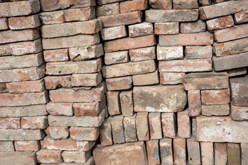 Texture of red bricks wall