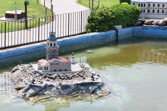 ISTANBUL - JULY 4: Maiden Tower (Kiz Kulesi) in Miniaturk Museum
