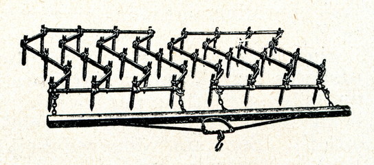 Horse-drawn harrow