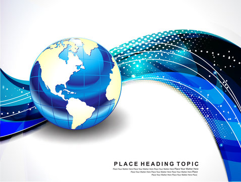Wave Background With Globe