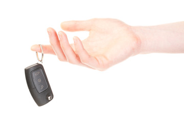 Hand with a car key