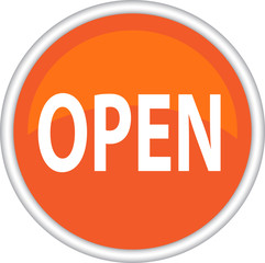 Круглая векторная иконка с надписью OPEN