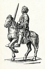 Equestrian statuette of Charlemagne or Charles the Bald