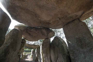 neolitic megalith dolmen - Carnac in Brittany, France - obrazy, fototapety, plakaty